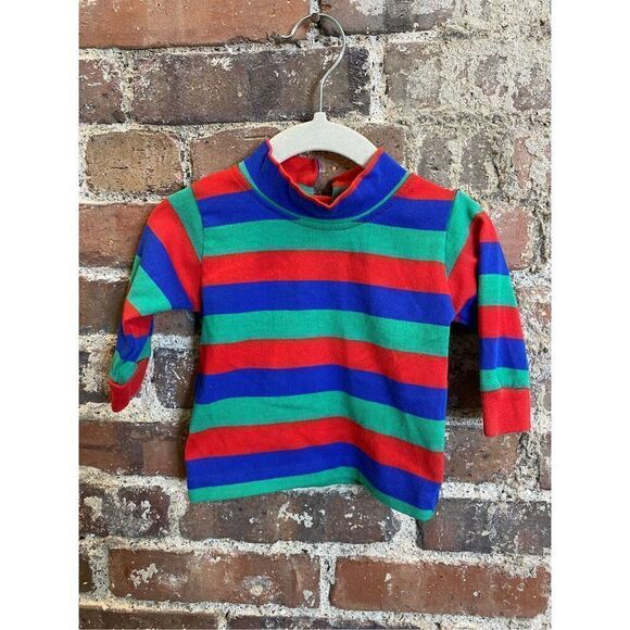 70s or 80s Health-Tex Multi Color Stipe Long Sleeve Turtle Neck Shirt Size 12 Mo - Picture 1 of 7